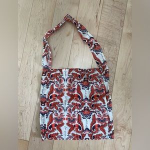 Summery Orange and Blue Free People Linen Tote